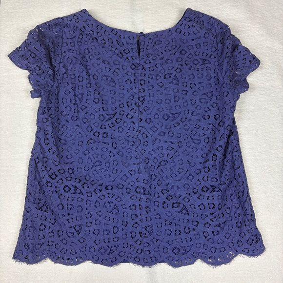 J.Crew Navy Blue Lace Overlay Top Sz 8 - Picture 9 of 9